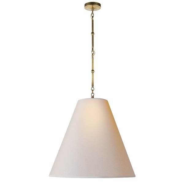 Visual Comfort Goodman Large Hand Rubbed Antique Brass Pendant with Shade