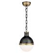 Visual Comfort Hicks Small Globe Pendant with White Glass Inset in Bronze & Antique Brass