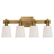 Visual Comfort Bryant Four-Light Wall Lamp with White Glass in Hand-Rubbed Antique Brass