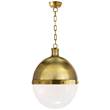 Visual Comfort Hicks Extra Large Globe Pendant with White Glass in Hand-Rubbed Antique Brass