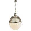 Visual Comfort Hicks Extra Large Globe Pendant with White Glass in Antique Nickel