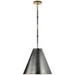 Visual Comfort Goodman Small Hanging Light with Metal Shade in Bronze with Antique Brass