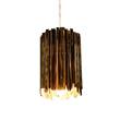 Innermost Facet Small Stainless Steel Pendant with Highly Reflective Etched Folded Strips in Brass