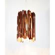 Innermost Facet Small Stainless Steel Pendant with Highly Reflective Etched Folded Strips in Bronze