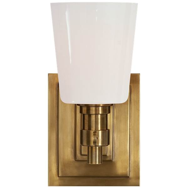 Visual Comfort Bryant Single Bath Sconce with White Glass
