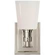 Visual Comfort Bryant Single Bath Sconce with White Glass in Polished Nickel