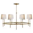 Visual Comfort Bryant Large Ring Chandelier with Natural Paper Shades in Hand-Rubbed Antique Brass