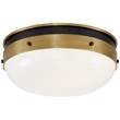Visual Comfort Hicks Small Flush Mount with White Glass in Bronze & Hand-Rubbed Antique Brass