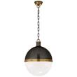 Visual Comfort Hicks Extra Large Globe Pendant with White Glass in Bronze With Antique Brass