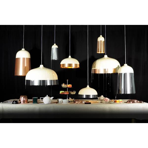 Innermost Glaze Small Cone Pendant with Fused sections of Metal and Porcelain effect