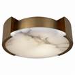 Visual Comfort Melange Small Flush Mounted Lamp with Alabaster Stone inset in Antique Burnished Brass