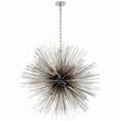 Visual Comfort Strada Large Round Pendant with Random Organic Array of Radiating Quills in Burnished Silver Leaf