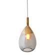 EBB & FLOW Lute 22cm Medium Pendant with Metal Top & Mouth-Blown Glass in Grey/Platinum