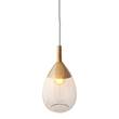 EBB & FLOW Lute 22cm Medium Pendant with Metal Top & Mouth-Blown Glass in Clear/Platinum