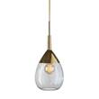 EBB & FLOW Lute 22cm Medium Pendant with Metal Top & Mouth-Blown Glass in Topaz Blue/Gold