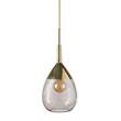 EBB & FLOW Lute 22cm Medium Pendant with Metal Top & Mouth-Blown Glass in Obsidian/Gold