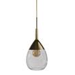 EBB & FLOW Lute 22cm Medium Pendant with Metal Top & Mouth-Blown Glass in Smokey Grey/Gold
