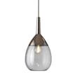 EBB & FLOW Lute 14cm Small Pendant with Metal Top & Mouth-Blown Glass in Smokey Gray/Platinum