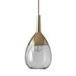 EBB & FLOW Lute 14cm Small Pendant with Metal Top & Mouth-Blown Glass in Smokey Gray/Gold