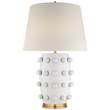 Visual Comfort Linden Medium Lamp with Linen Shade in Plaster White