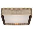 Visual Comfort Precision Large Clouded Glass Square Flush Mount in Antique-Burnished Brass
