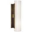Visual Comfort Precision White Glass Cylinder Sconce in Antique-Burnished Brass