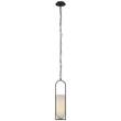 Visual Comfort Melange Small Elongated Pendant with Alabaster Shade in Bronze