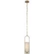 Visual Comfort Melange Small Elongated Pendant with Alabaster Shade in Antique-Burnished Brass