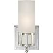 Visual Comfort Openwork Single Frosted Glass Wall Sconce in Chrome