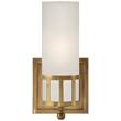 Visual Comfort Openwork Single Frosted Glass Wall Sconce in Hand Rubbed Antique Burnished Brass