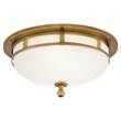 Visual Comfort Openwork Frosted Glass Flush Mount in Hand-Rubbed Antique Brass