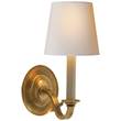 Visual Comfort Channing Single Wall Light with Natural Paper Shades in Hand-Rubbed Antique Brass