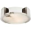 Visual Comfort Melange Small Flush Mounted Lamp with Alabaster Stone inset in Polished Nickel