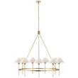 Visual Comfort Hackney Large Chandelier with Natural Paper Shade in Hand-Rubbed Antique Brass