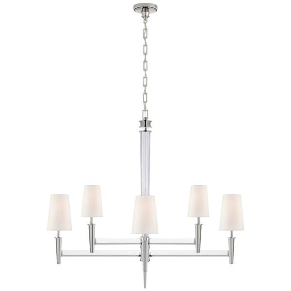 Visual Comfort Lyra Two-Tier Chandelier with Linen Shades