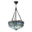 Interiors 1900 Dragonfly 3-Light Large Inverted Pendant with Tiffany Glass in Blue