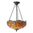 Interiors 1900 Dragonfly 3-Light Medium Inverted Pendant with Tiffany Glass in Flame