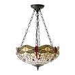 Interiors 1900 Dragonfly 3-Light Medium Inverted Pendant with Tiffany Glass in Beige