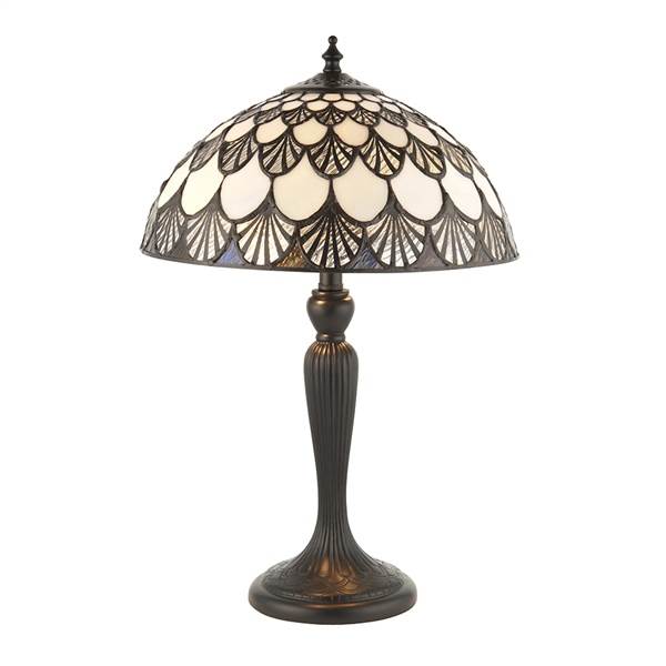 Interiors 1900 Missori Small Table Lamp Dark Bronze with Tiffany Glass