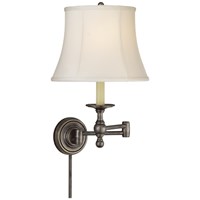 Classic Swing Arm Wall Light Bronze Silk Shade