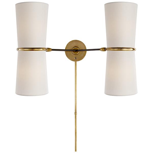 Visual Comfort Clarkson Double Up Down Wall Light with Linen