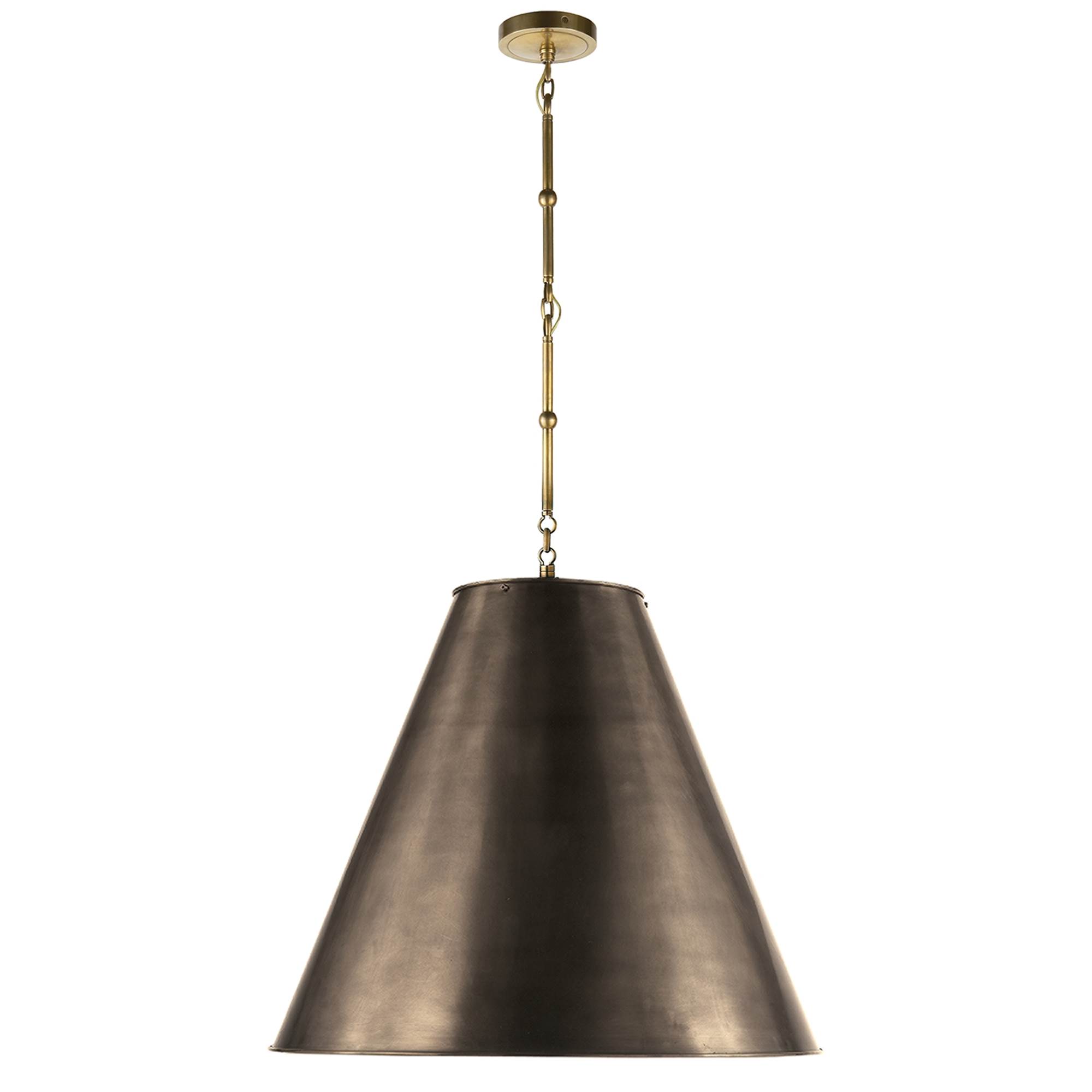 Visual Comfort Goodman Large Hand Rubbed Antique Brass Pendant with Shade -  Bronze