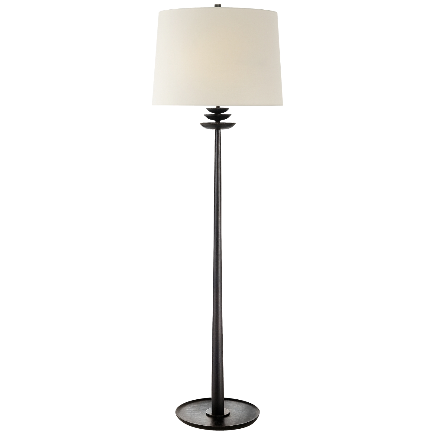 Visual Comfort Beaumont Floor Lamp with Linen Shade Aged Iron