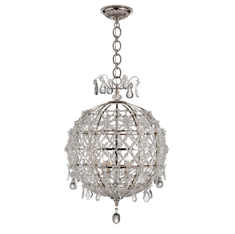 Visual Comfort Heather Clear Glass Pendant Polished Nickel