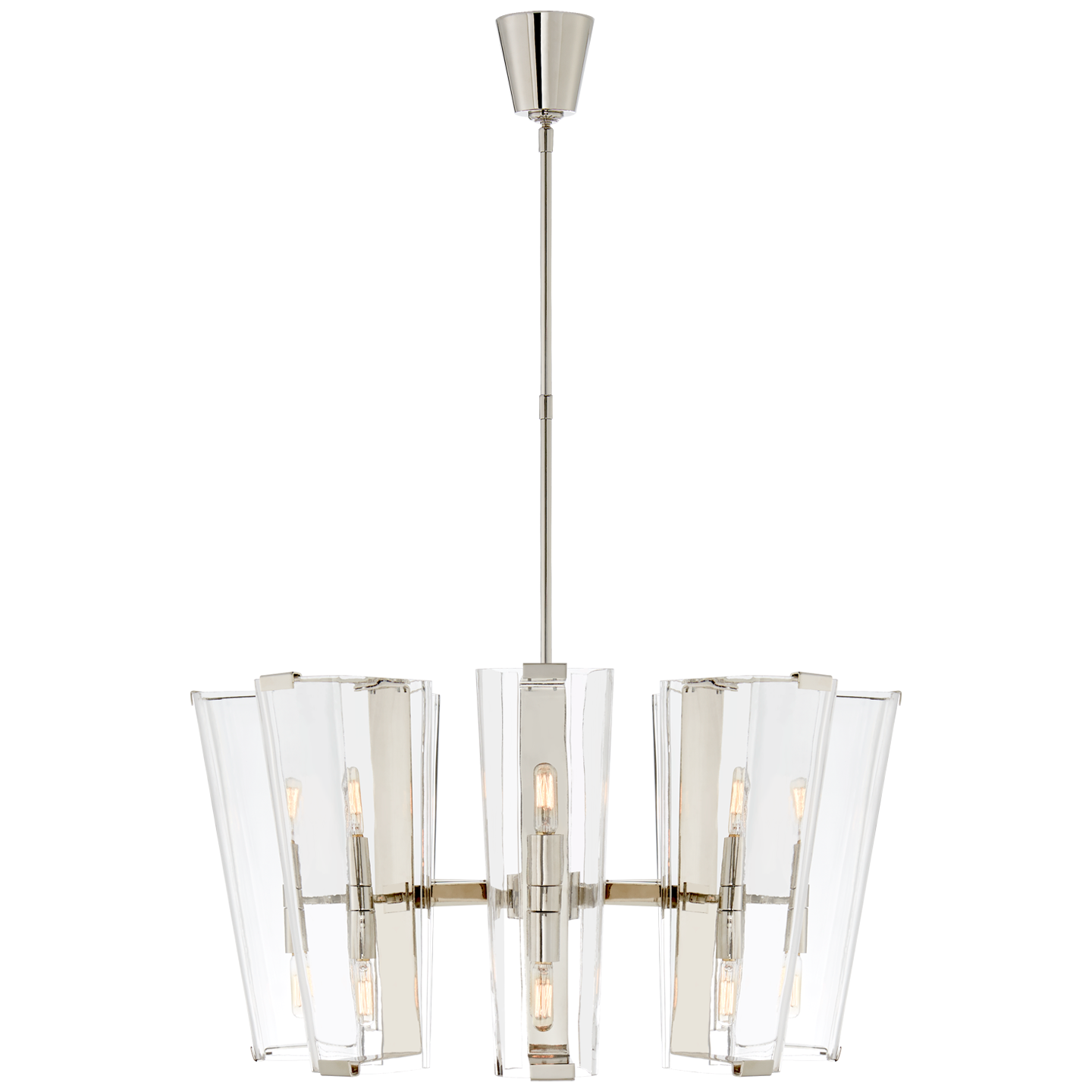 Visual Comfort Alpine Medium Clear Glass Chandelier Polished Nickel