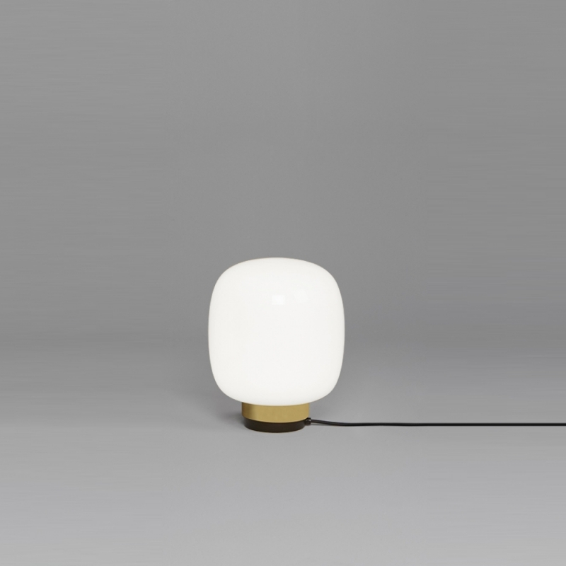 small white glass table lamp