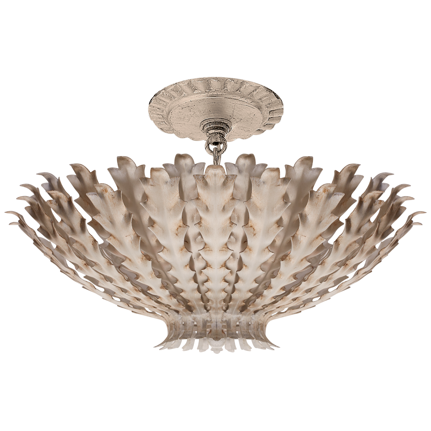 Visual Comfort Hampton Small Semi Flush Mount Burnished Silver Leaf