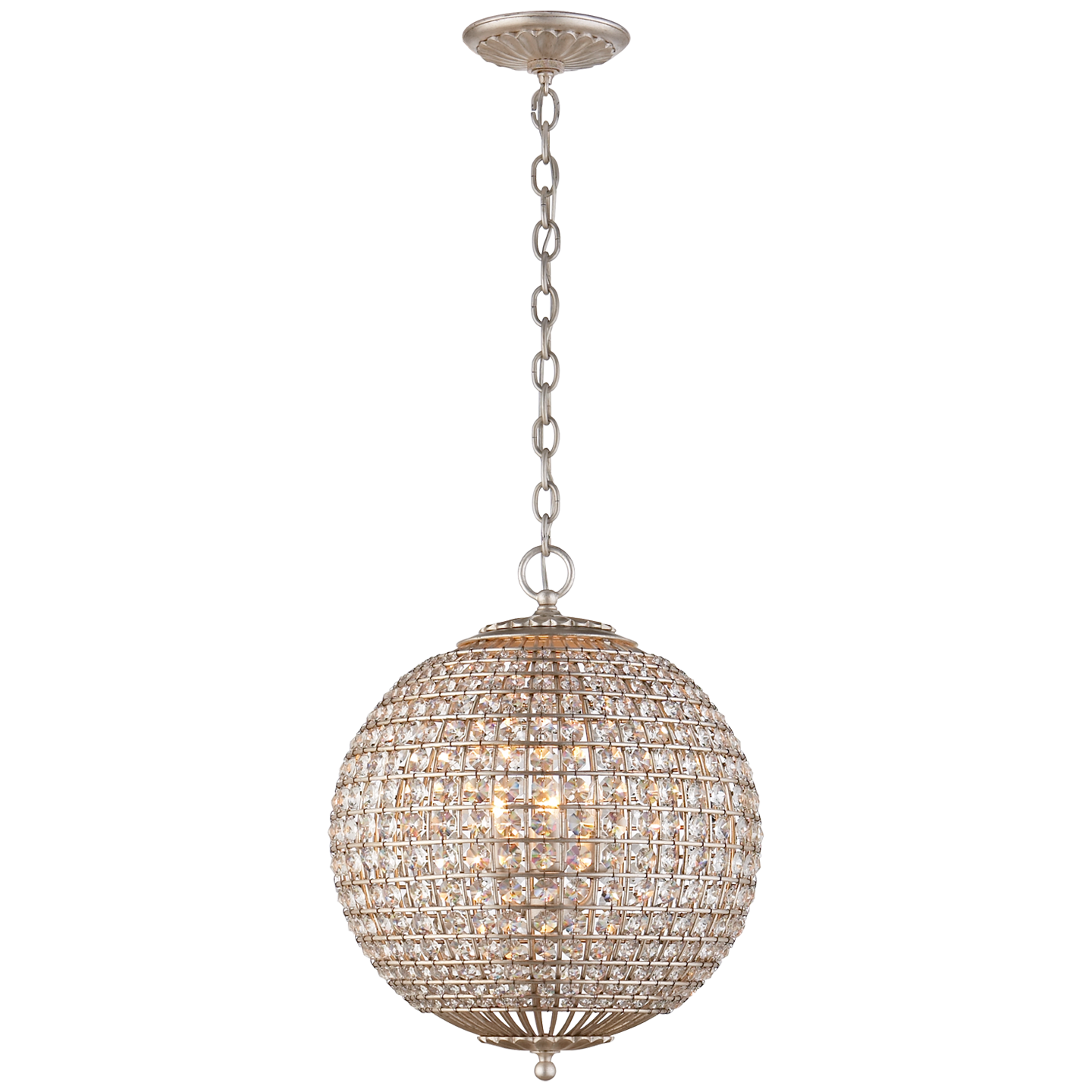 Visual Comfort Renwick Small Sphere Pendant Crystal Burnished